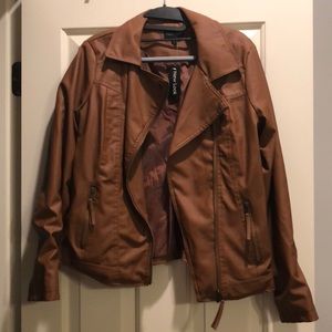 Faux tan leather jacket
